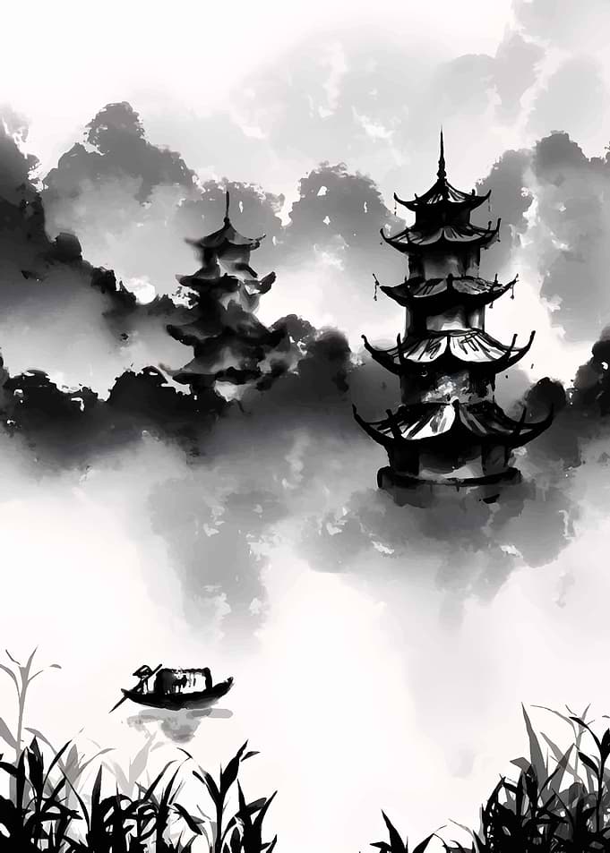 Dark lake ink art