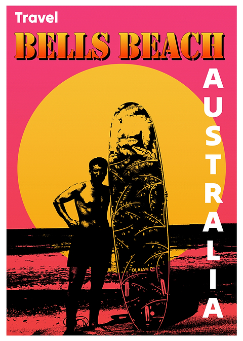 Surfs Up Down Under — vintage poster restored on metal