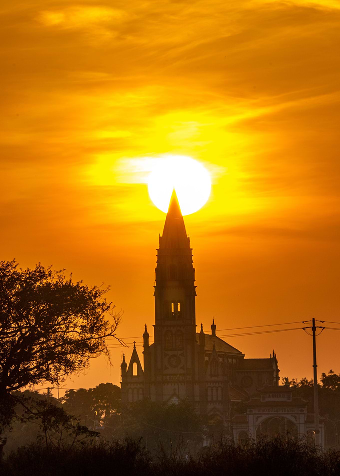 Sunset over ancient Church