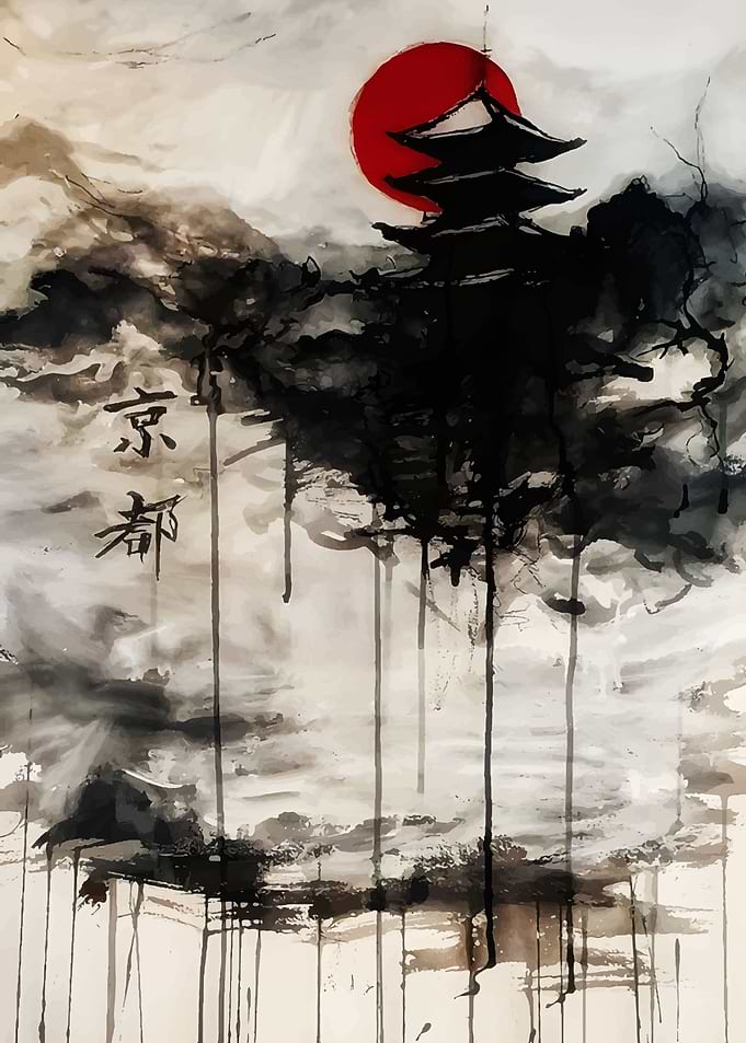 Black Castle ink art