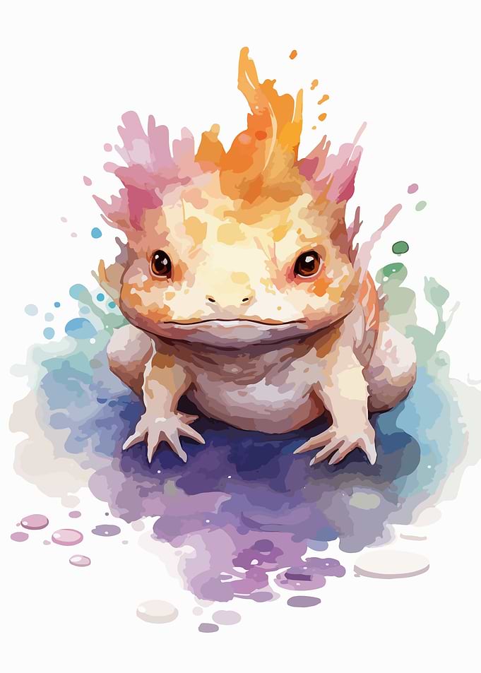 Cute Axolotl Watercolor