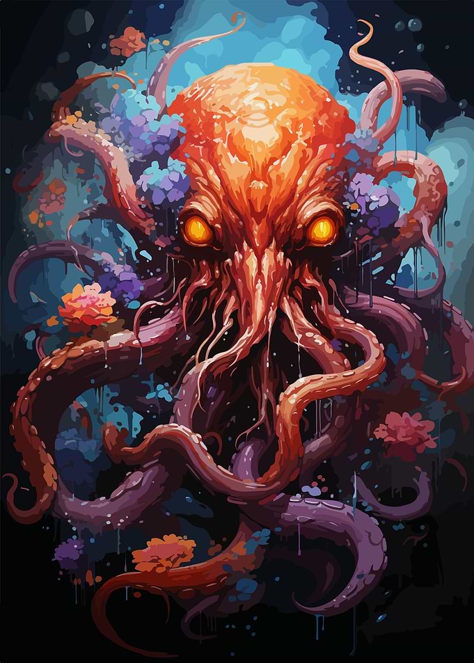 Ocean Kraken Watercolor
