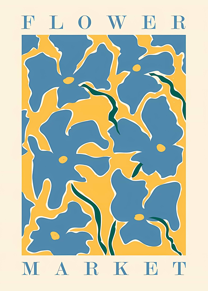 Flower market Blue yellow