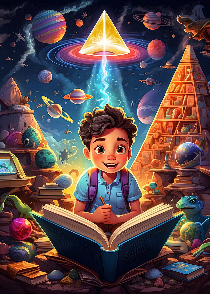 Kid reading a book