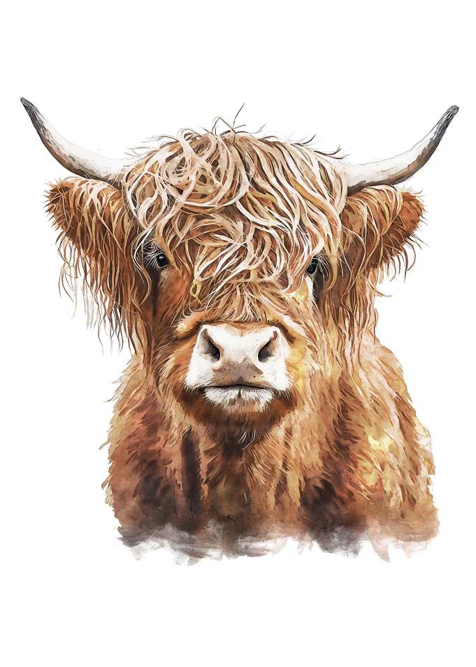 Highland Cow Watercolor