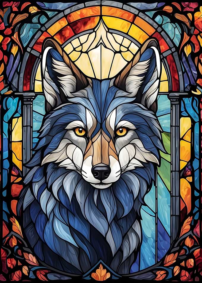 Wolf Stained Glass