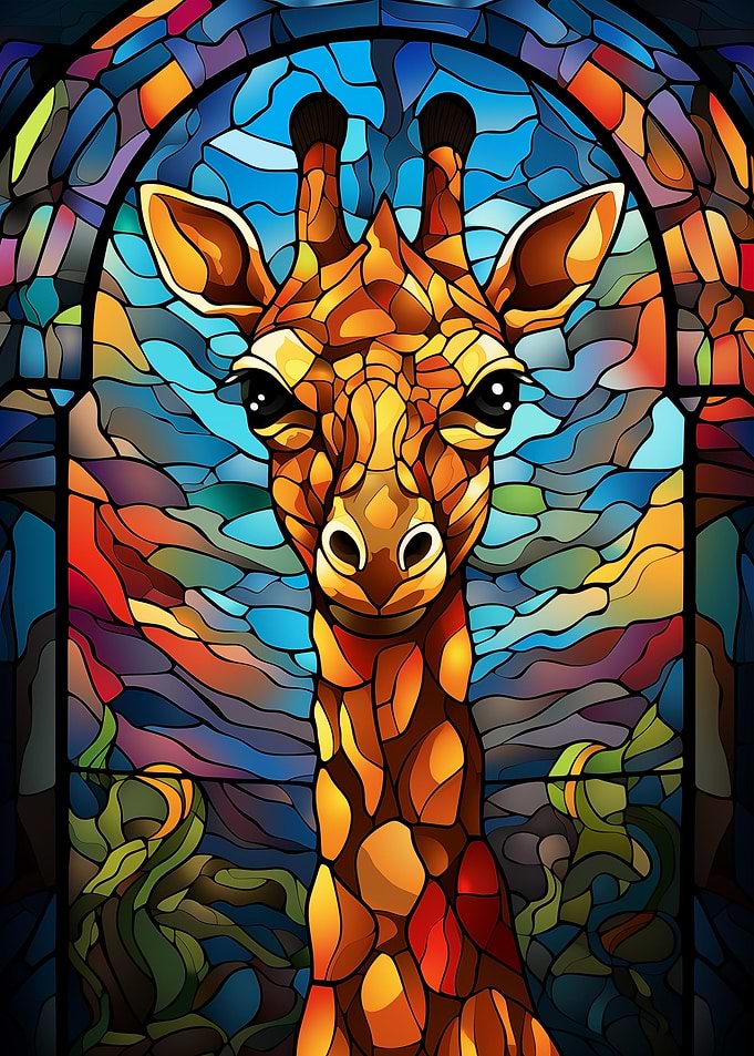 Giraffe Stained Glass