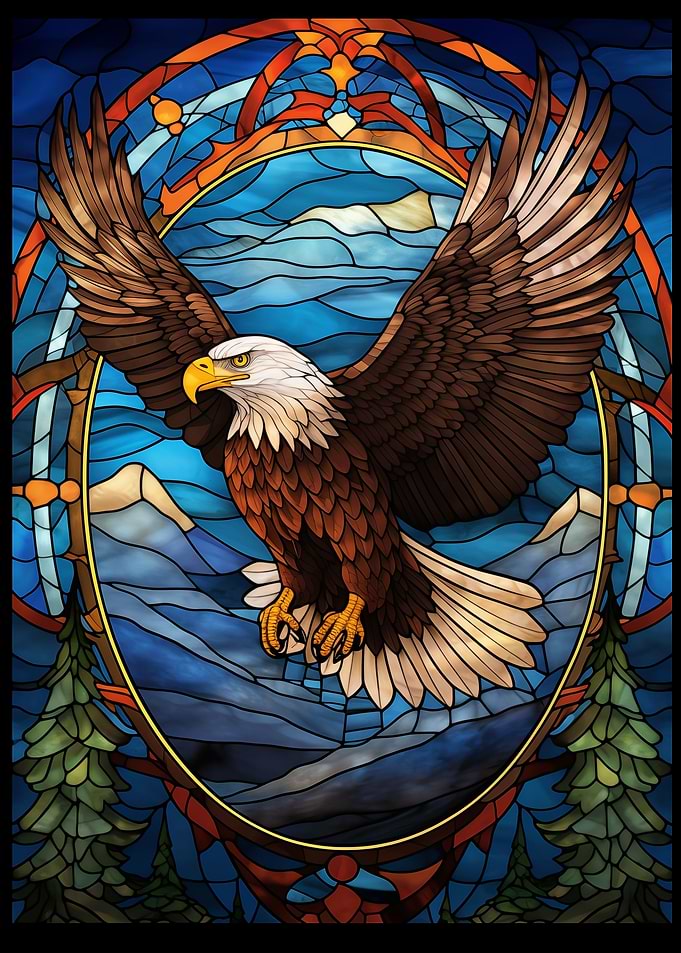 Stained Glass Bald Eagle