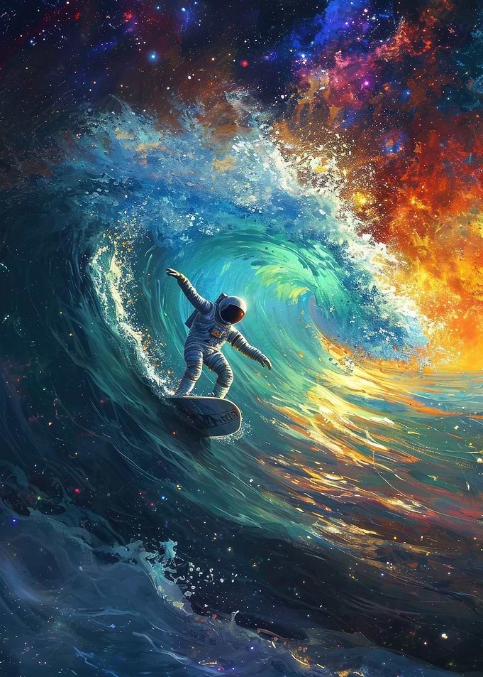 Astronaut Cosmic Surfing