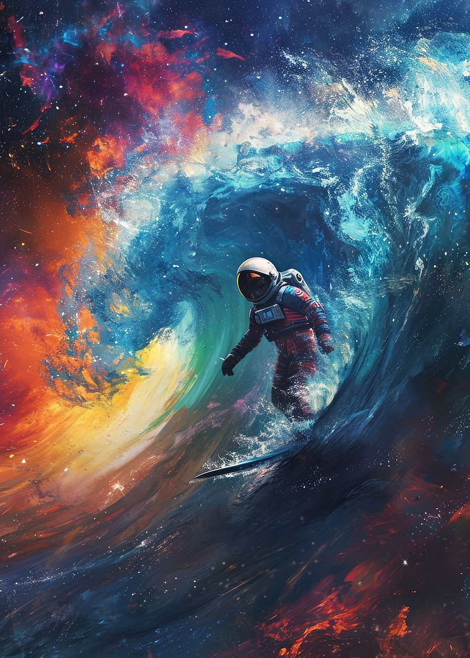 Astronaut Cosmic Surfing