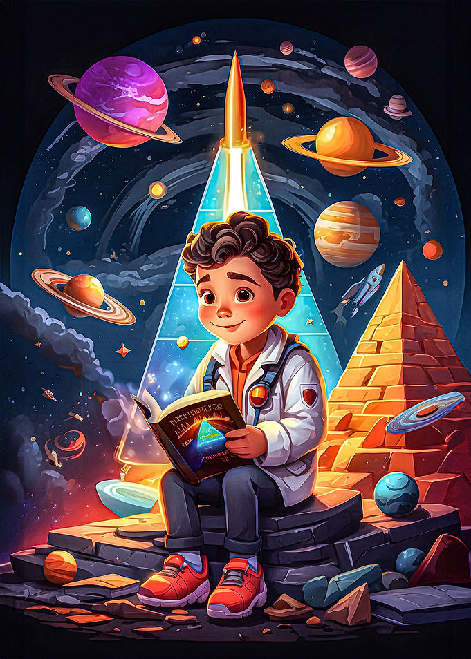 Kid reading a book