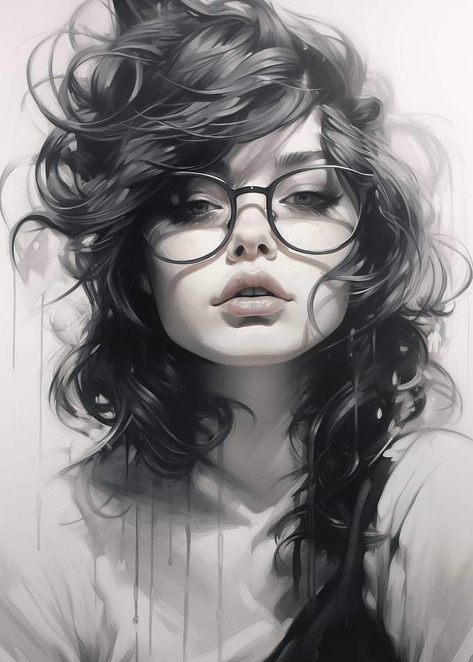 Lady Glasses Melting Paint