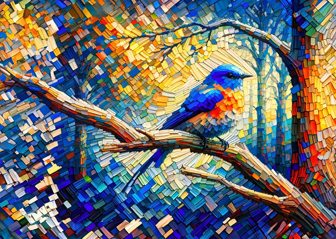 Mosaic Origami Robin Bird