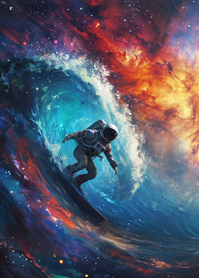 Astronaut Cosmic Surfing