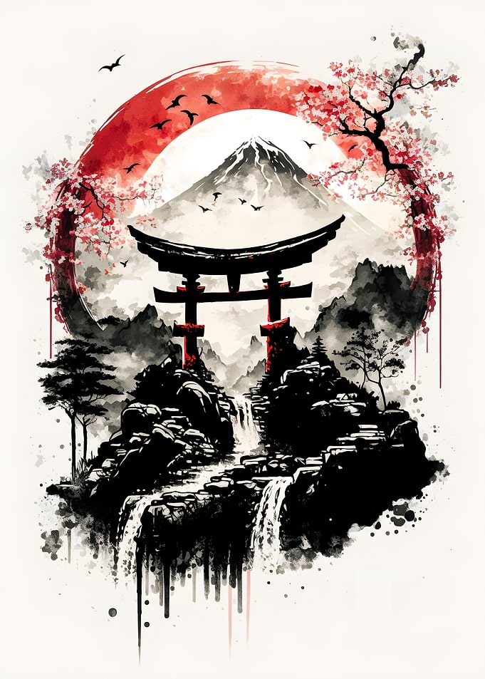 Black White Japan Traditi