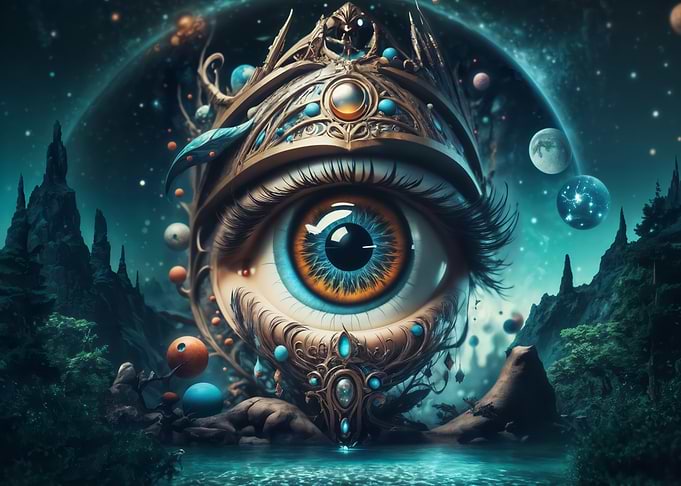 Surreal eye and landscape