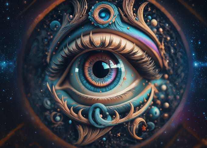 Surreal eye and stars