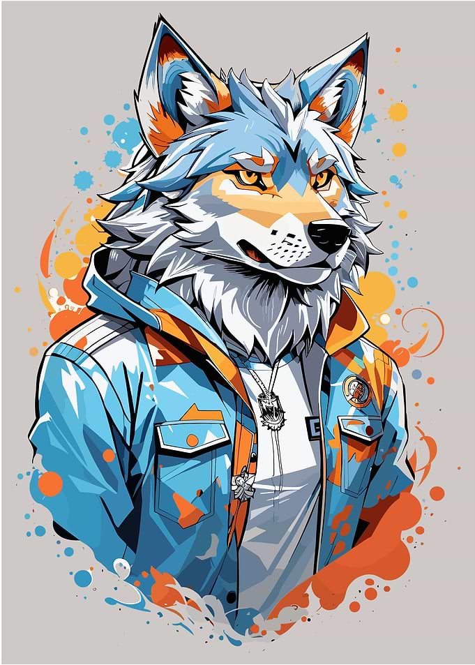 Wolf Colorful abstract art