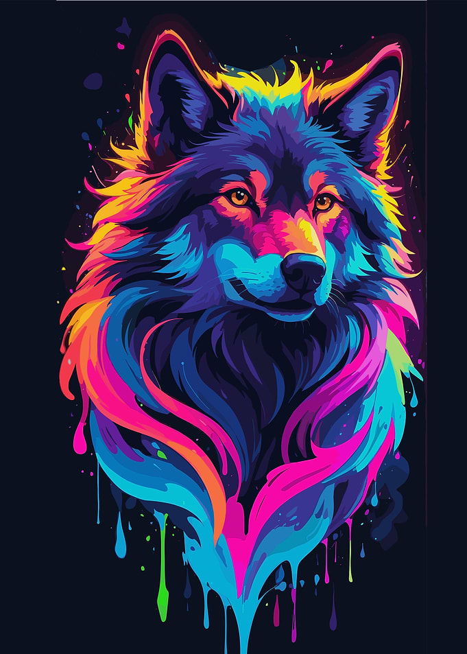 Wolf bold neon colors