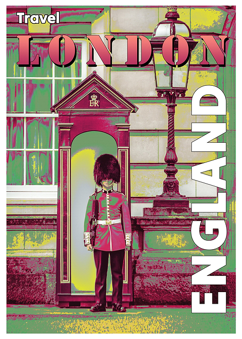 Travel to London — vintage poster restored on metal