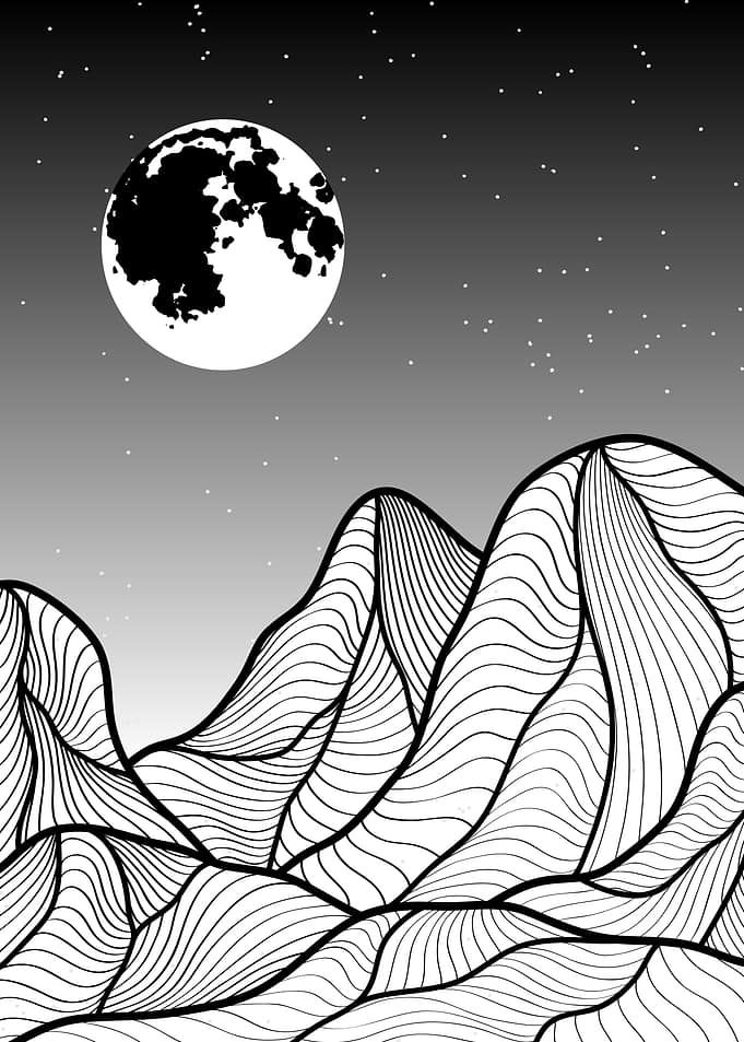 Line mountain art vector