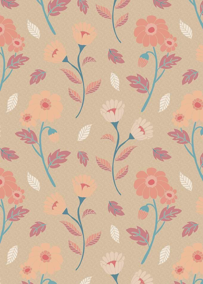 Peach Retro Flowers