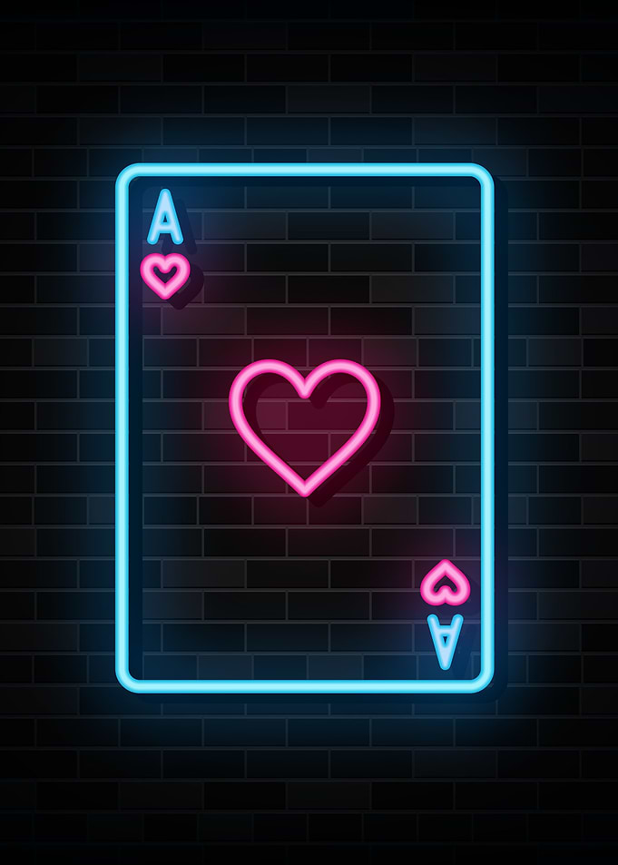 Poker Heart Card Neon