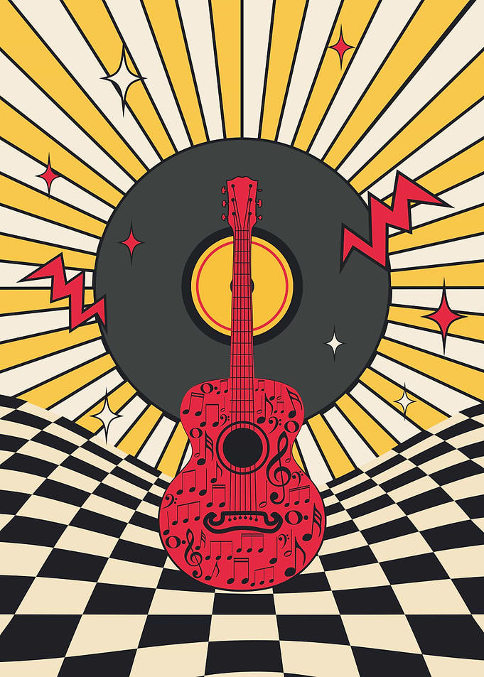 Retro red guitar