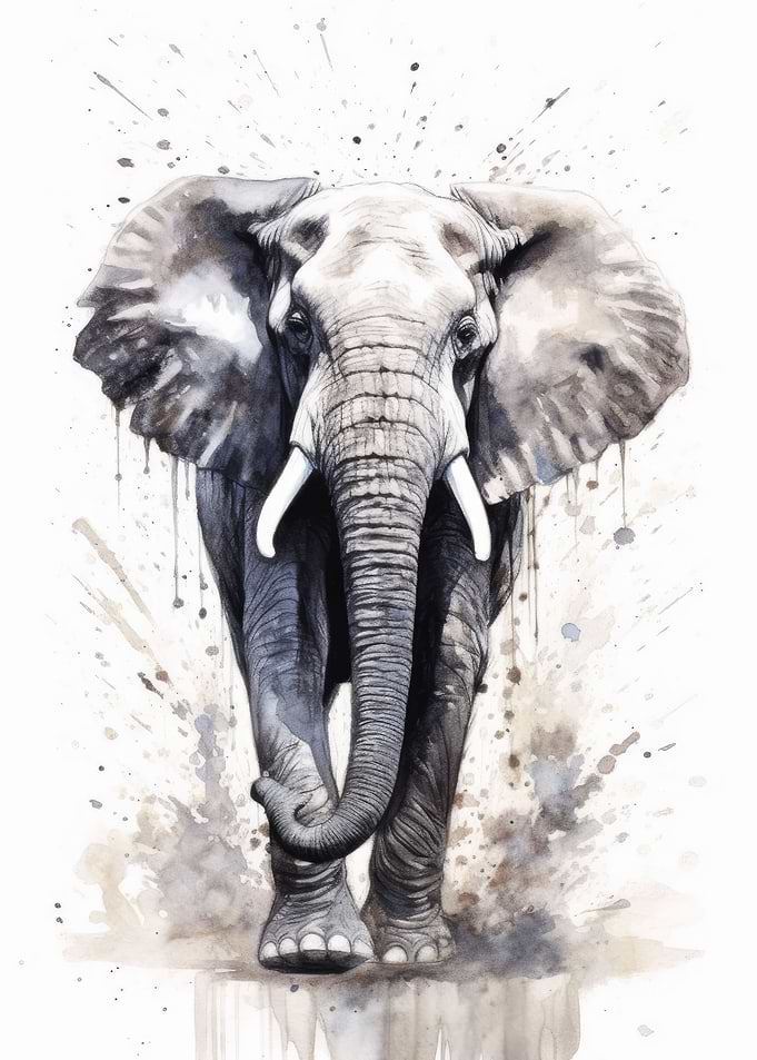 Elephant splashes