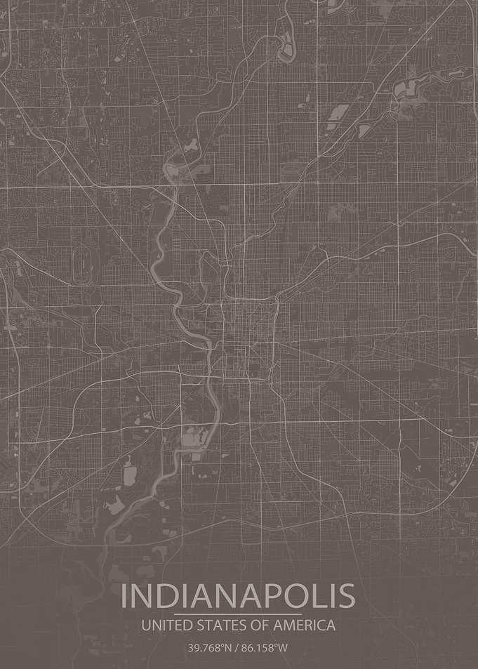 Indianapolis GreyBrown Map