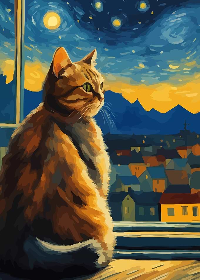 Starry Night Cat