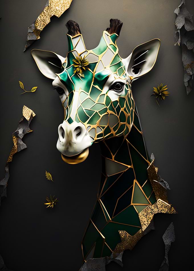 Giraffe Abstract Gold Dark