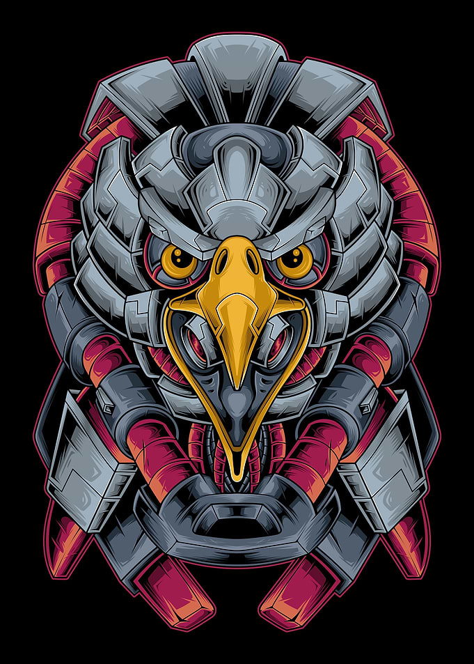 Cyberpunk Eagle Head
