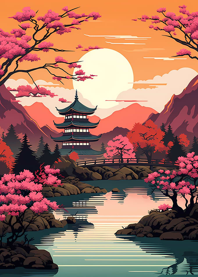 Sunset in land of chinese