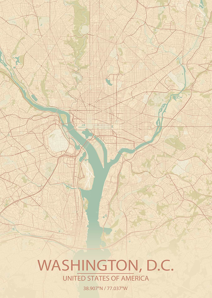Washington DC Vintage Map