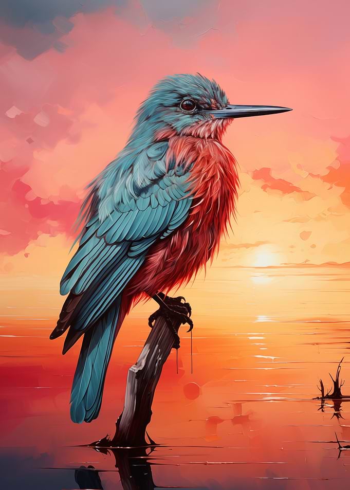 Bird Sunrise over river