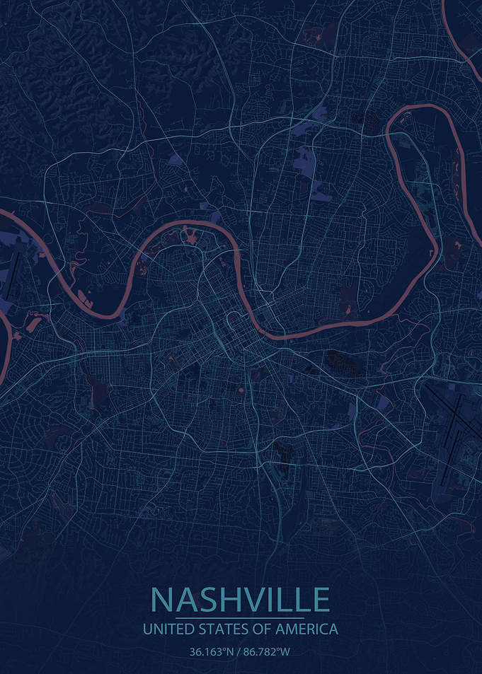 Nashville Blue Purple Map