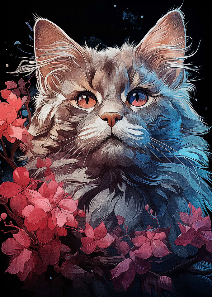 Cat Floral Majesty