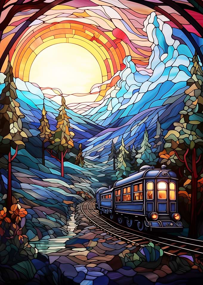 Train with sunset