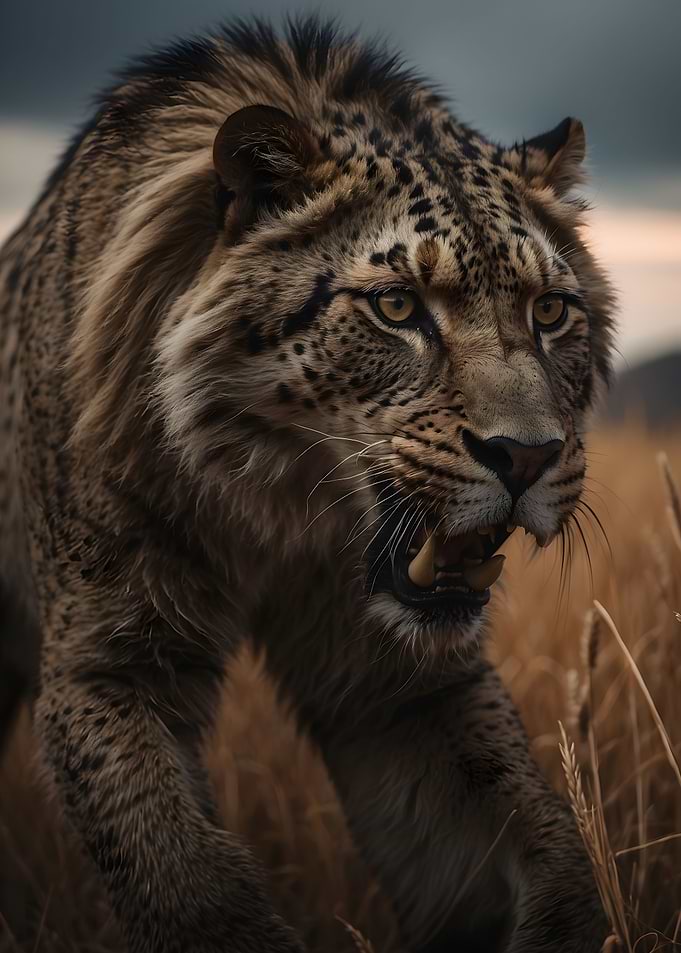 wild angry lion face