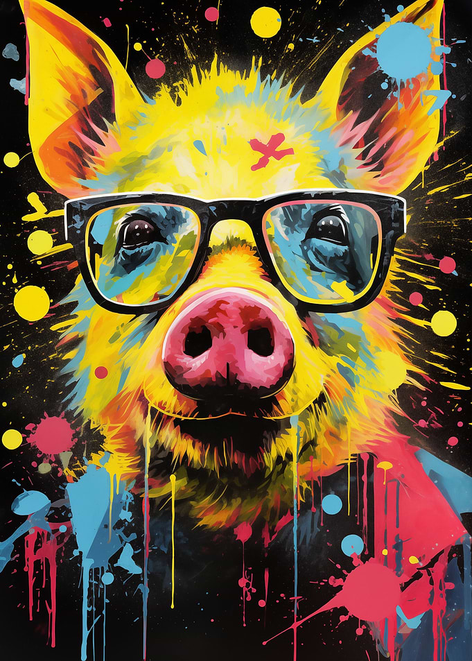 Pop Art Pig Glasses