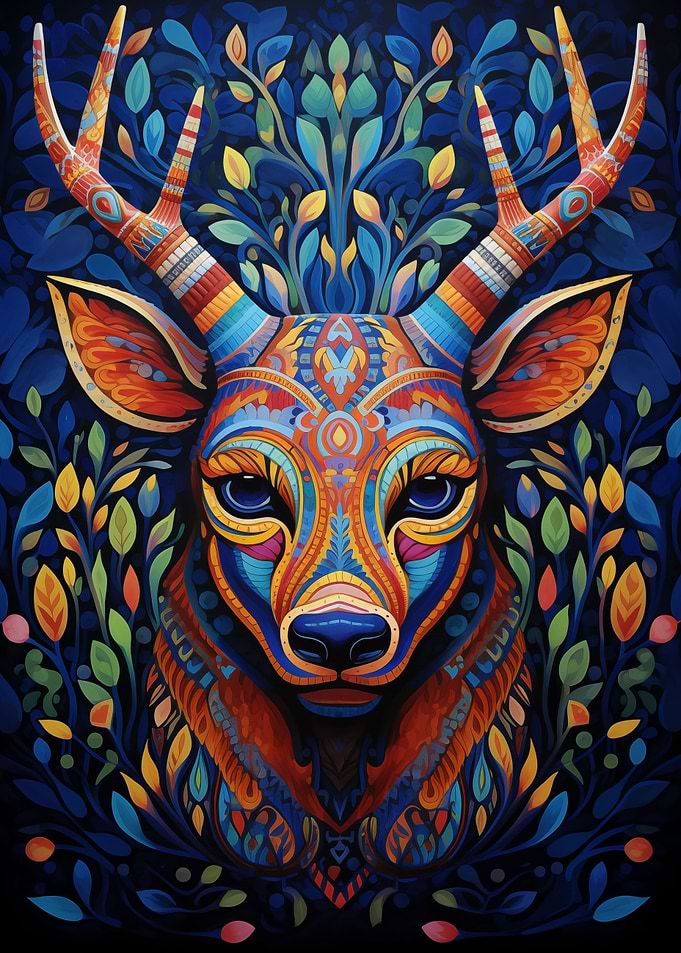 Deer Head Huichol Art