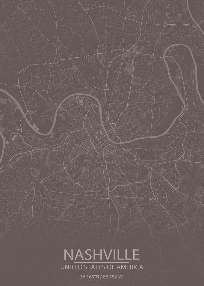 Nashville Grey Brown Map