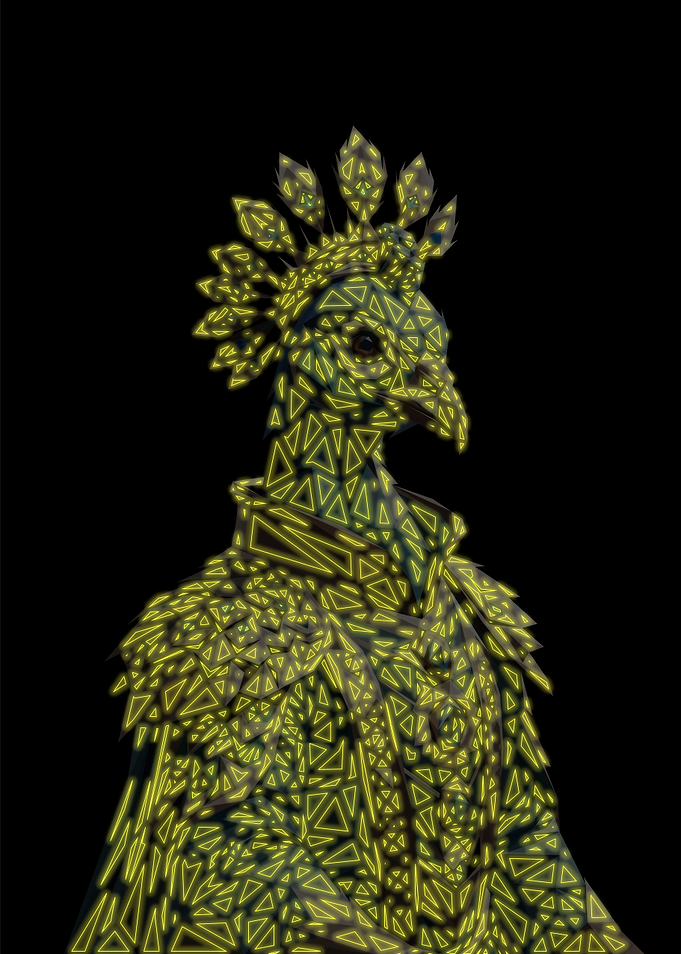 Lowpoly Neon Peacock