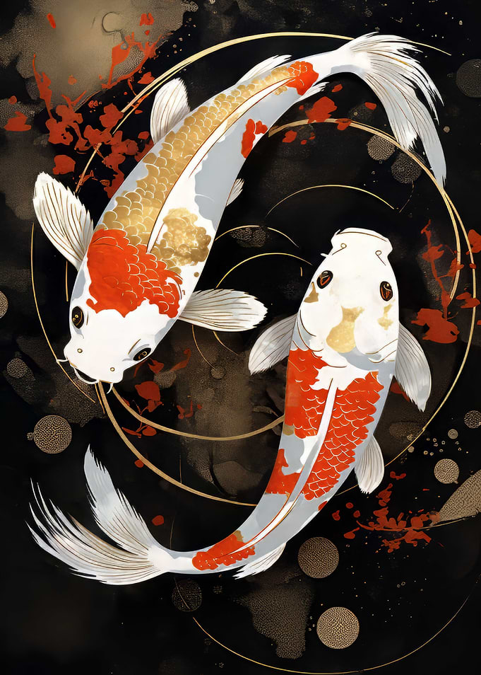 Koi Fish Gold Decor