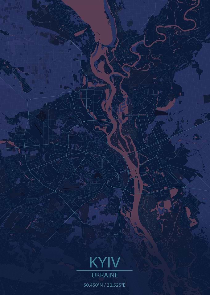 Kyiv Ukraine Blue City Map