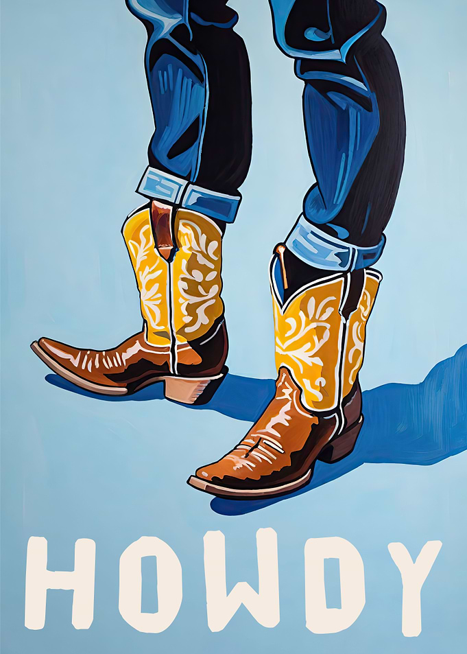 HOWDY cowboy boots poster