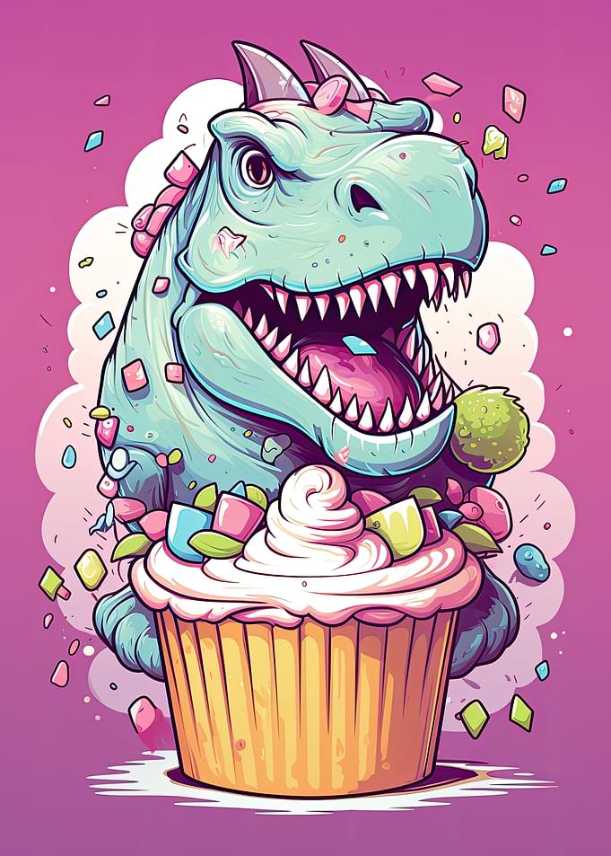 Candy cupcake dino
