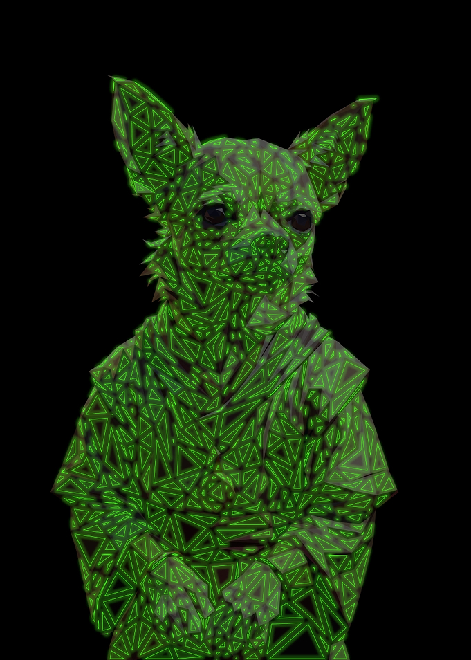 Lowpoly Neon Chihuahua