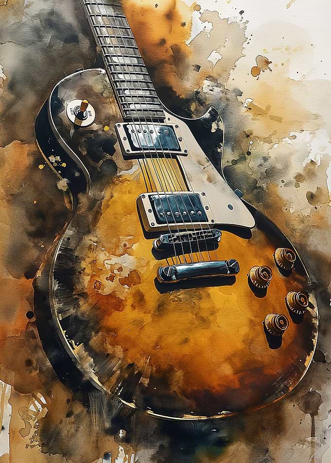 Watercolor Rock Guitar